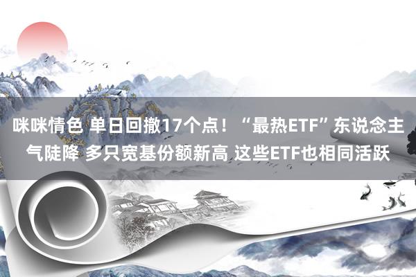 咪咪情色 单日回撤17个点！“最热ETF”东说念主气陡降 多只宽基份额新高 这些ETF也相同活跃