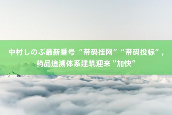 中村しのぶ最新番号 “带码挂网”“带码投标”，药品追溯体系建筑迎来“加快”