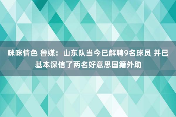 咪咪情色 鲁媒：山东队当今已解聘9名球员 并已基本深信了两名好意思国籍外助