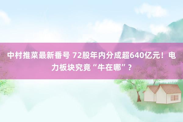 中村推菜最新番号 72股年内分成超640亿元！电力板块究竟“牛在哪”？