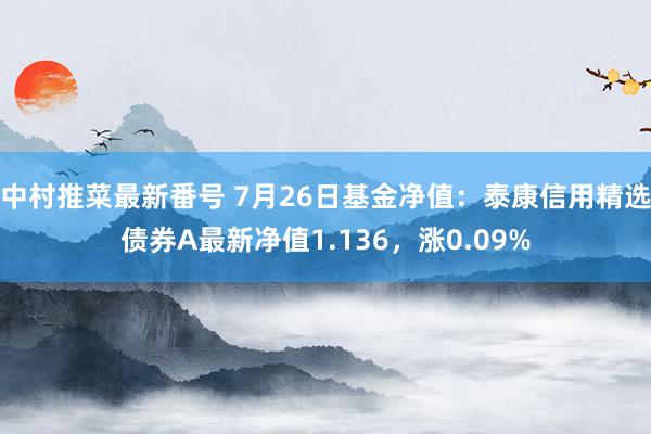 中村推菜最新番号 7月26日基金净值：泰康信用精选债券A最新净值1.136，涨0.09%