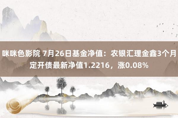 咪咪色影院 7月26日基金净值：农银汇理金鑫3个月定开债最新净值1.2216，涨0.08%