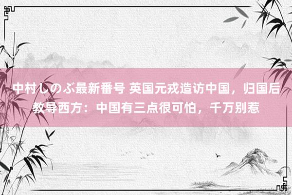 中村しのぶ最新番号 英国元戎造访中国，归国后教导西方：中国有三点很可怕，千万别惹