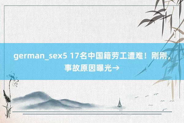 german_sex5 17名中国籍劳工遭难！刚刚，事故原因曝光→