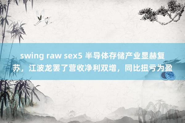 swing raw sex5 半导体存储产业显赫复苏，江波龙罢了营收净利双增，同比扭亏为盈